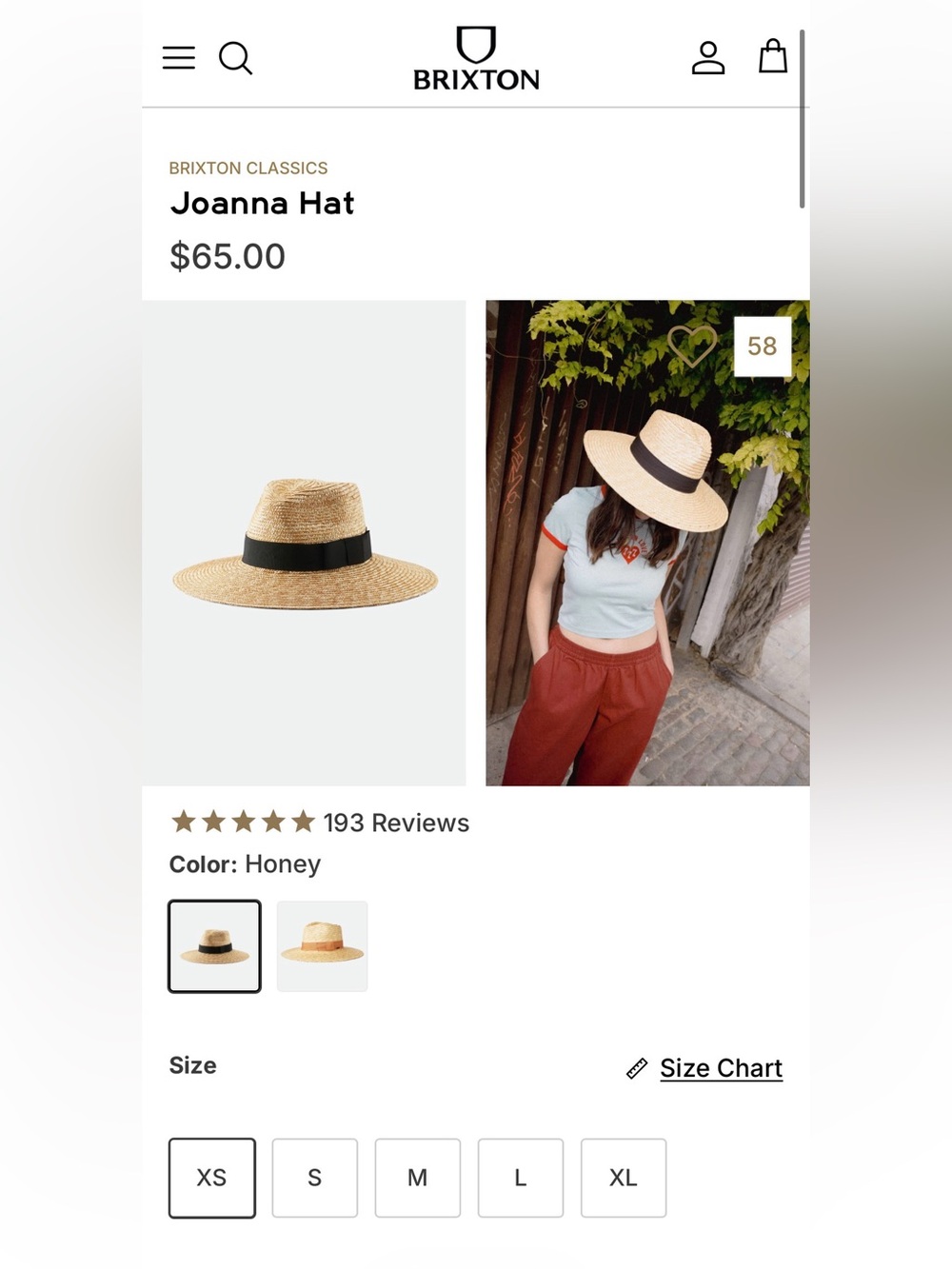 Brixton Joanna Straw Hat in Honey with Black Band